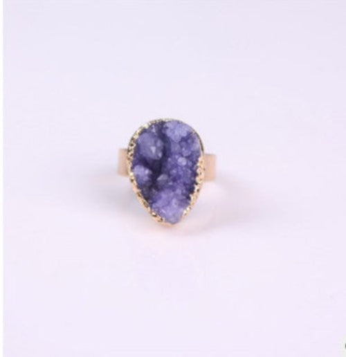 Natural Stone Agate Crystal Bud Women Rings Rose Vintage Rings