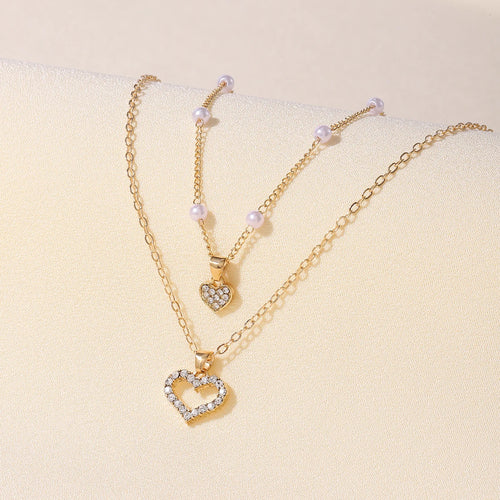 Exquisite Rhinestone Heart Pendant Necklace