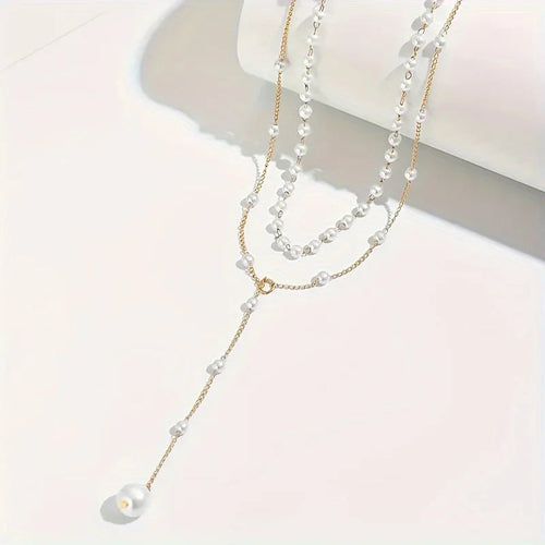 Imitation Pearl Necklace Fashion Long Tassel Pendant Chain